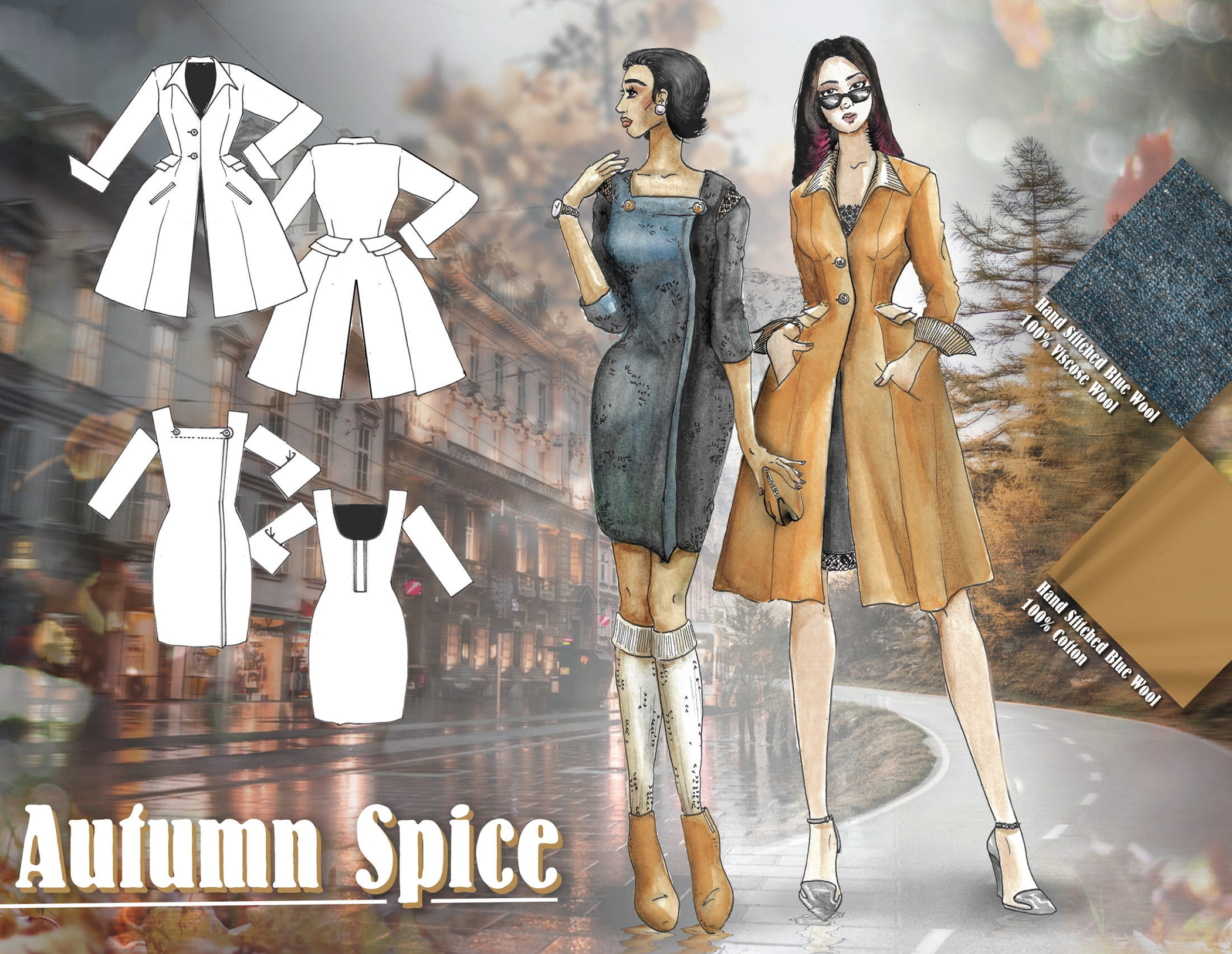 "Autumn Spice" fashion illustration by Samantha Kragel