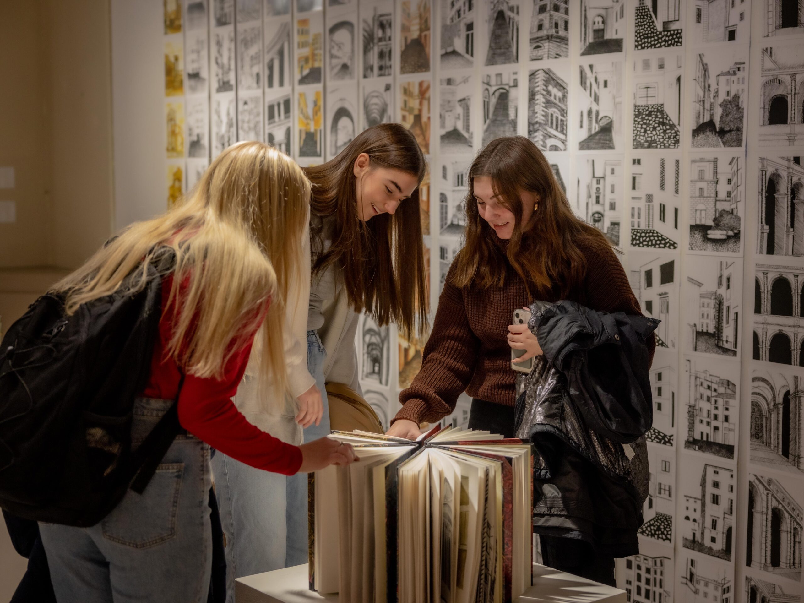 Student exploring exhibition held in Gallery 181.
