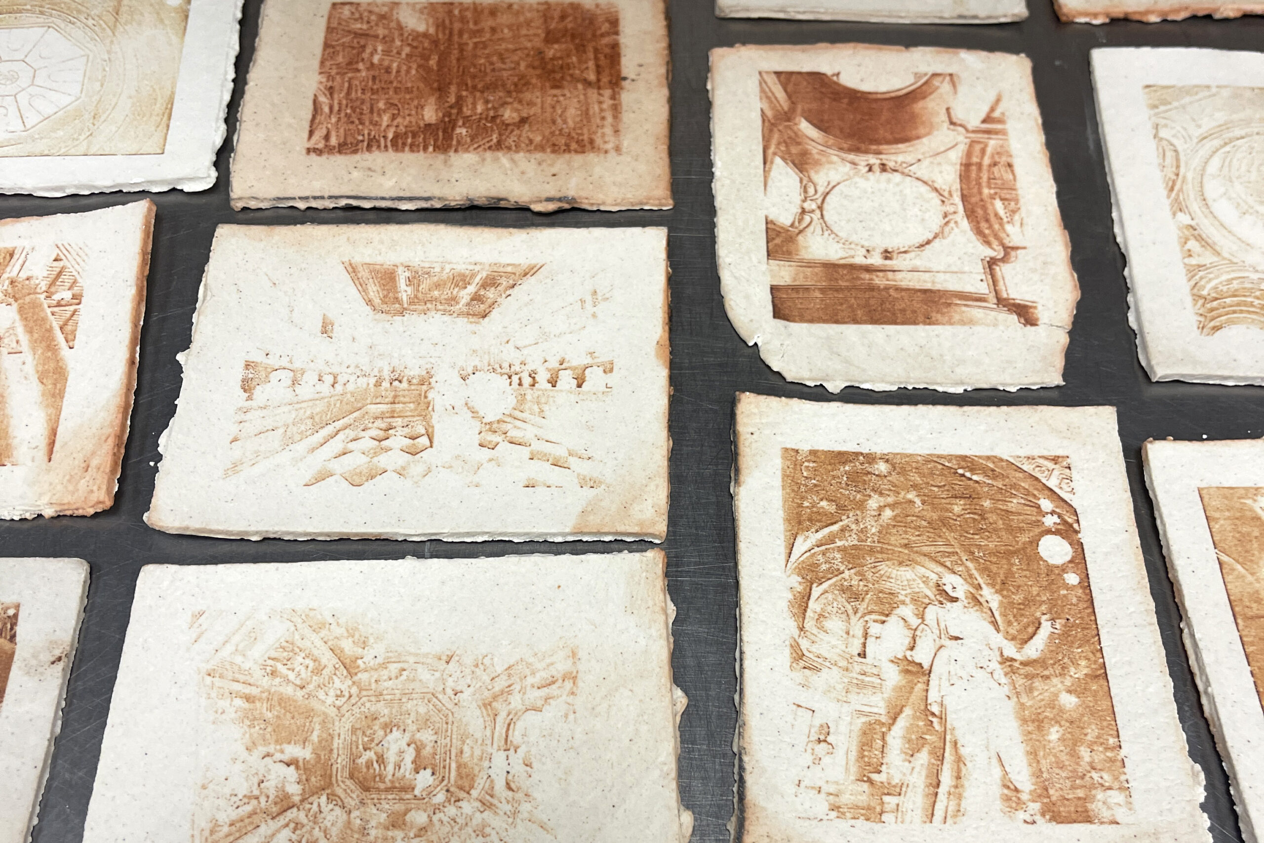 Clay prints of Roman art and architecture by Hope Bass