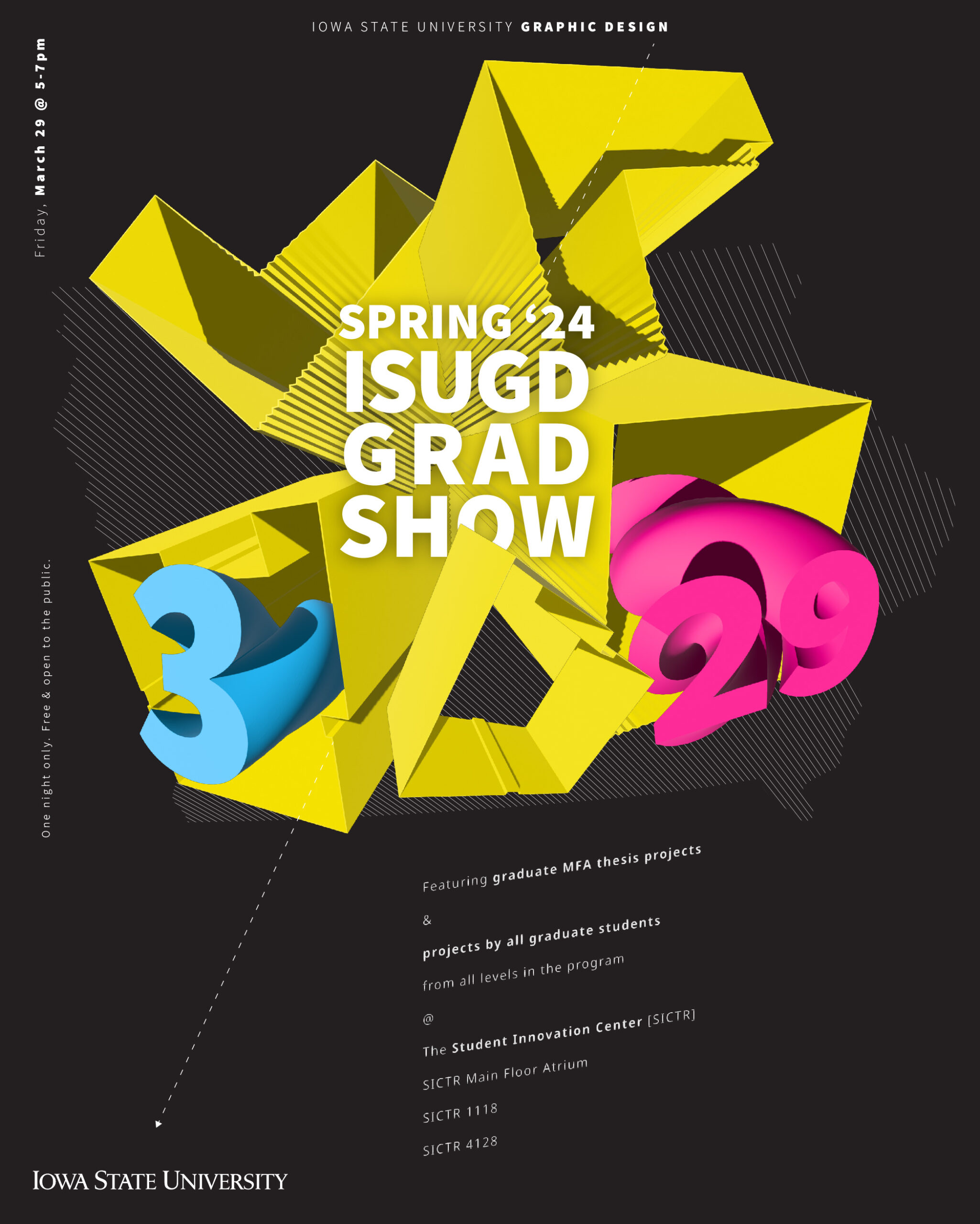 Spring 2024 Iowa State University Graphic Design Graduate Show poster